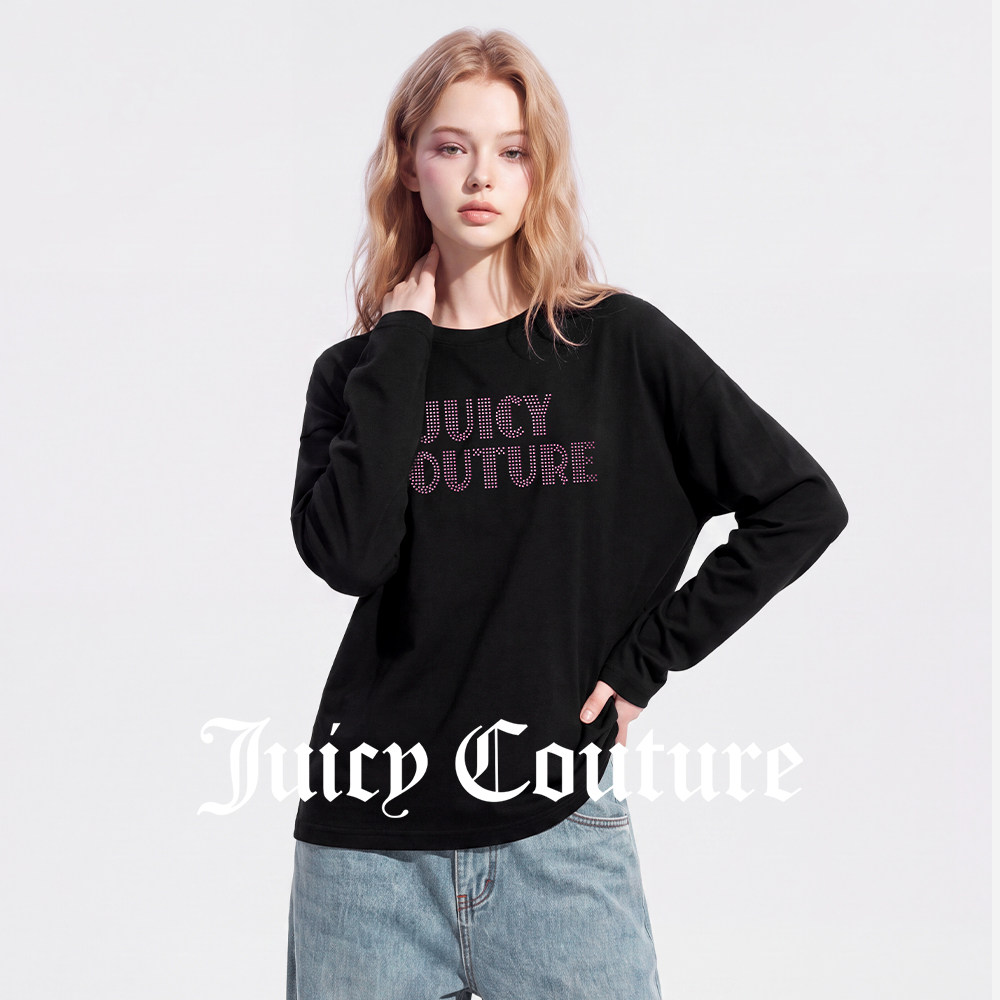 Juicy Couture橘滋长袖T恤女2026新款黑色打底衫上衣圆领外套女装