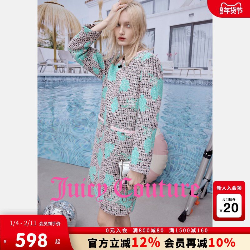 【含绵羊毛】Juicy Couture橘滋连衣裙女26春新款提花小香风裙子,女装/女士精品,连衣裙,淘宝优惠券,粉丝福利购,淘宝优惠卷