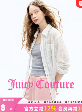 Juicy Couture橘滋衬衫女26夏季新款白色格纹半透视罩衫宽松上衣