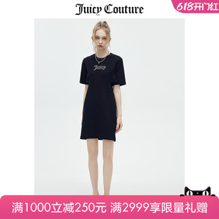 时尚 Juicy 新款 宽松烫钻花边袖 Couture橘滋连衣裙女2023夏季 短裙