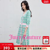 Juicy 含绵羊毛 Couture橘滋连衣裙女撞色提花气质V领针织裙子