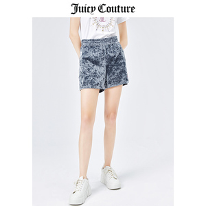 Juicy Couture橘滋美式夏季新款时尚休闲高腰直筒阔腿天鹅绒短裤