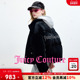 Juicy 90白鸭绒 Couture橘滋羽绒服女黑色丝绒烫钻休闲短外套