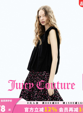 【100%棉】Juicy Couture橘滋衬衫女26夏季新款黑色无袖花苞上衣