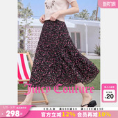 Juicy 黑色碎花印花度假风中长裙 Couture橘滋半身裙女26春夏新款