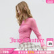 褶饰长袖 网纱印花修身 上衣 Couture橘滋T恤女多巴胺粉色时尚 Juicy