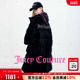 Juicy 90白鸭绒 Couture橘滋羽绒服女黑色丝绒烫钻加厚长外套