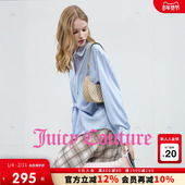 女法式 Juicy Couture橘滋衬衫 系带蓝色上衣