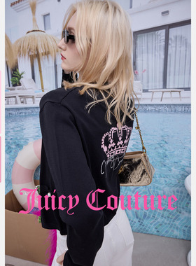 Juicy Couture橘滋外套女26春夏新款皇冠印花黑色针织开衫上衣