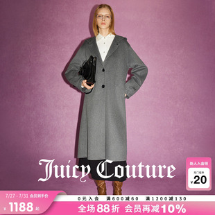 Couture橘滋2025年毛呢外套双面呢刺绣长款 Juicy 灰色大衣外套