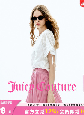 Juicy Couture橘滋衬衫女26夏季新款白色刺绣系带法式短袖上衣