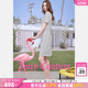 条纹花纱显瘦小香风中短裙 新款 Juicy Couture橘滋连衣裙女26夏季