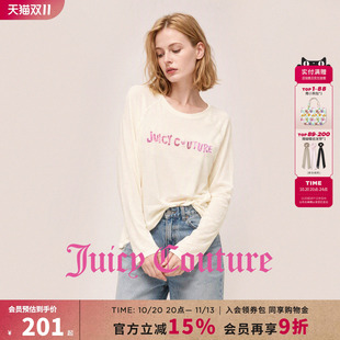 Juicy Couture橘滋字母印花休闲款长袖T恤街头风宽松秋季女装上衣