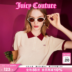 T恤 Juicy Couture橘滋针织衫 女2025年夏新款 POLO领复古学院短袖