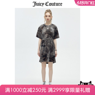 新款 复古扎染短袖 Couture橘滋连衣裙女2023夏季 Juicy 天鹅绒裙子