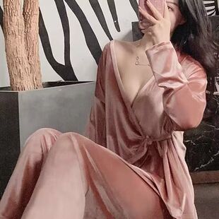 金丝绒睡衣女秋冬学生日式性感和服可爱公主风薄款春秋套装家居服