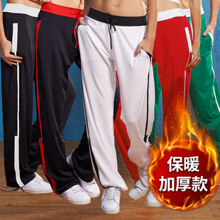 路伊梵广场舞裤子秋冬团队跳操运动健身加厚加绒舞蹈裤直筒收口裤