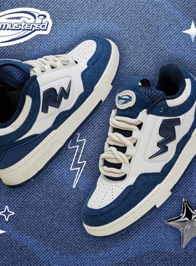 陈奕恒杨博文同款REEMUSTERED国潮复古果冻LOGO DenimBlue牛仔布