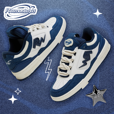 陈奕恒杨博文同款REEMUSTERED国潮复古果冻LOGO DenimBlue牛仔布