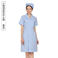 Nurse uniform for women, long-sleeved pink white coat, medical student round neck, beauty salon work uniform for women, nurse uniform for women, short-sleeved thumbnail 3