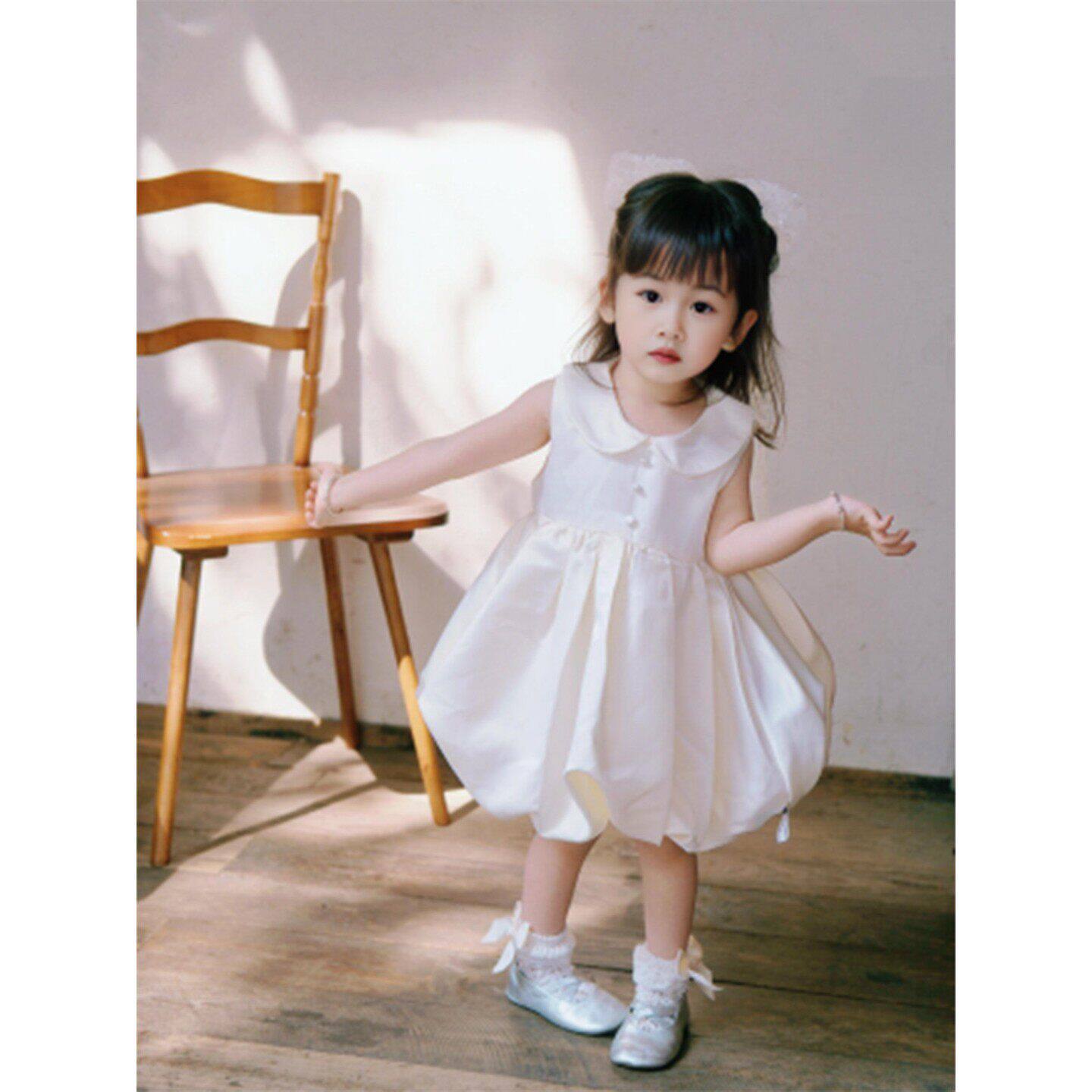 女童周岁生日礼服满月宝宝衣服花童婚纱蓬蓬裙子儿童连衣裙公主裙