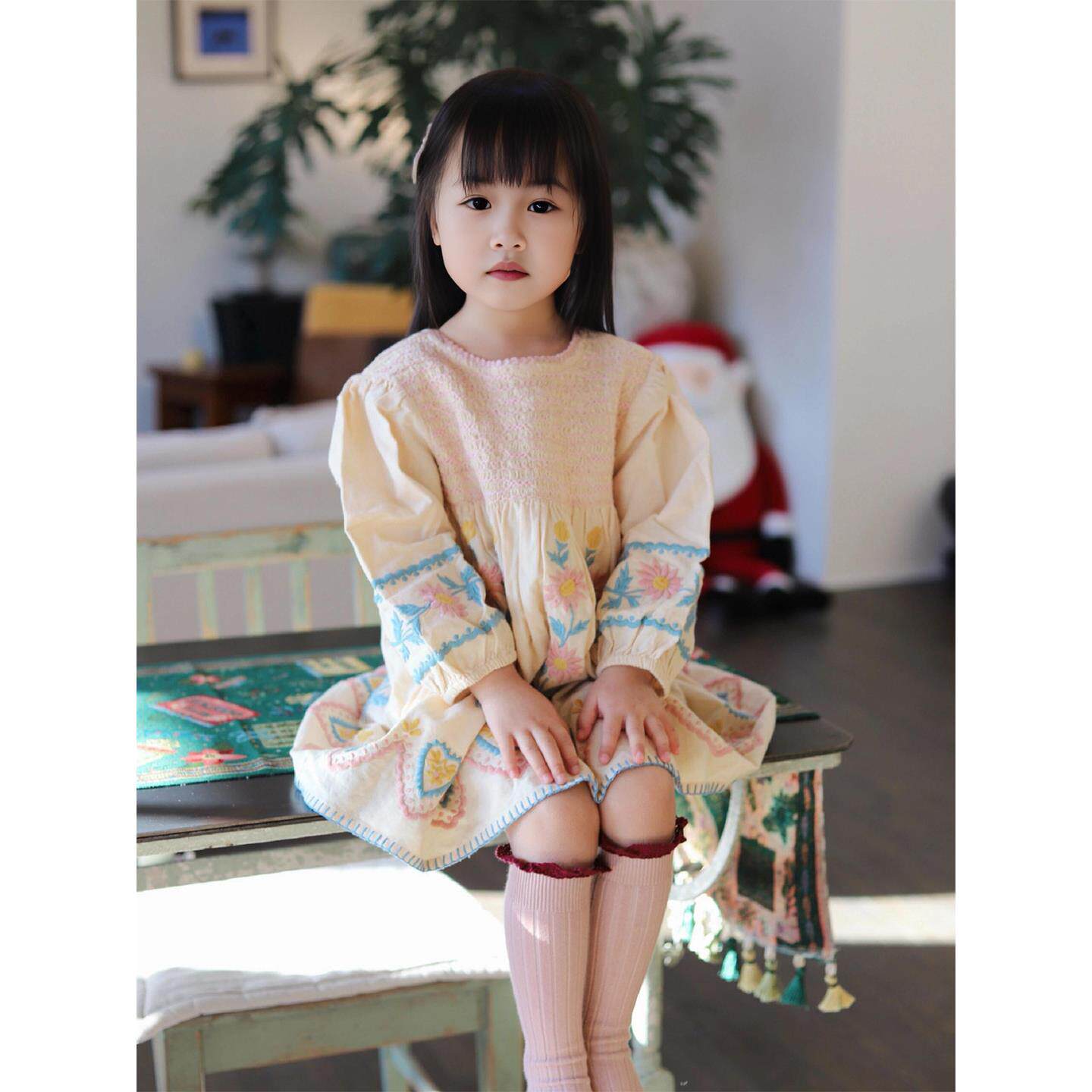 女童春装2026新款儿童生日礼服重工刺绣碎花连衣裙子迪士尼公主裙