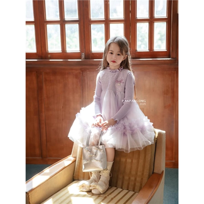 女童秋冬套装连衣裙儿童生日party礼服蛋糕裙子女孩迪士尼公主裙