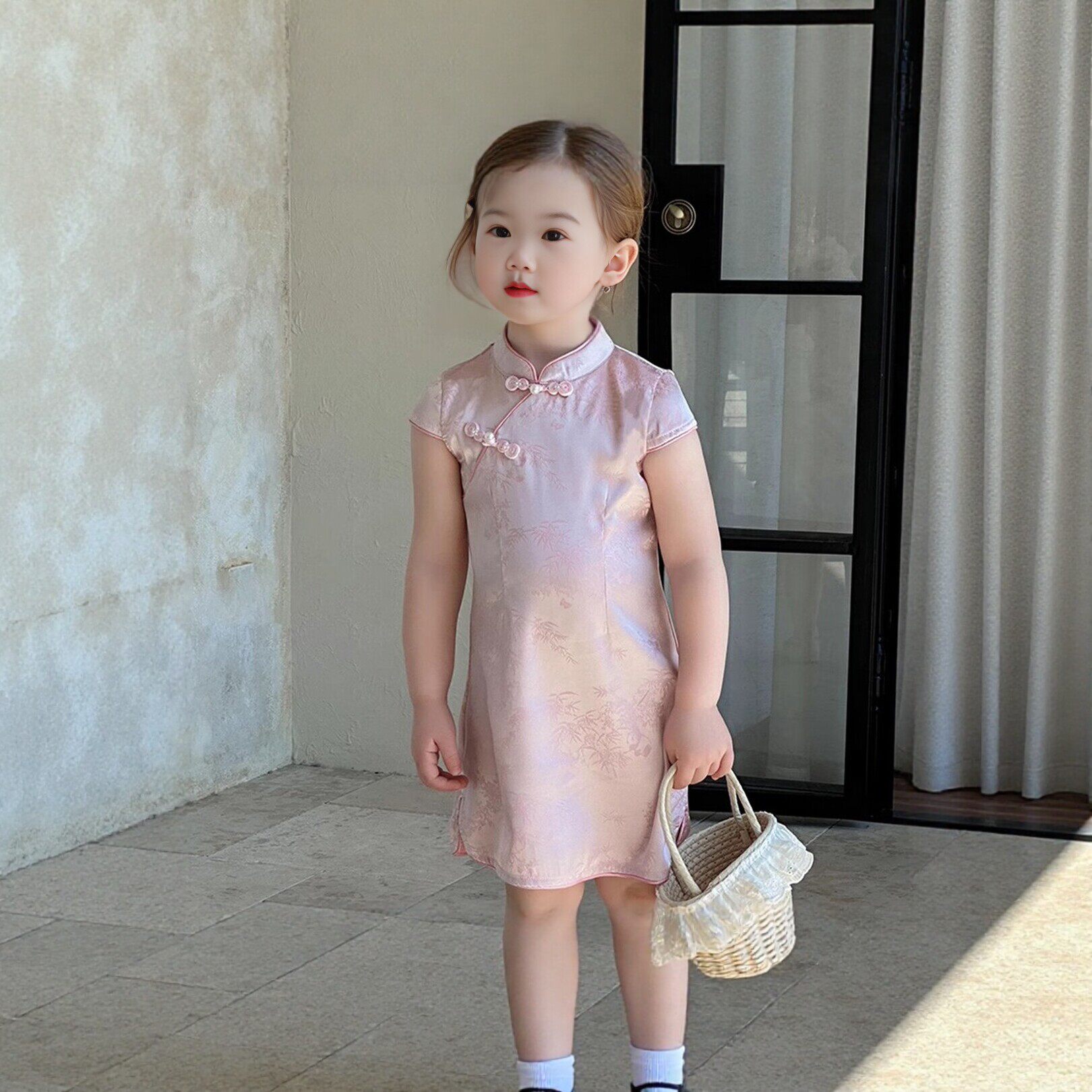2026女童新中式风粉色连衣裙夏季甜美公主裙超仙气质千金旗袍裙子