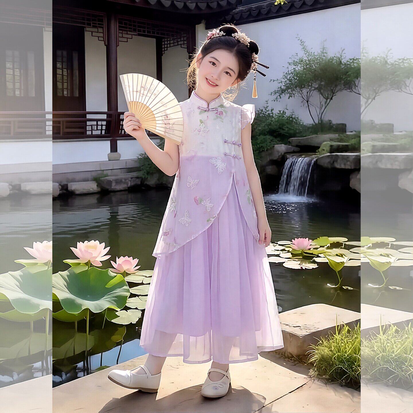 女童旗袍连衣裙夏装2026新款中大童洋气新中式公主裙女孩国风裙子