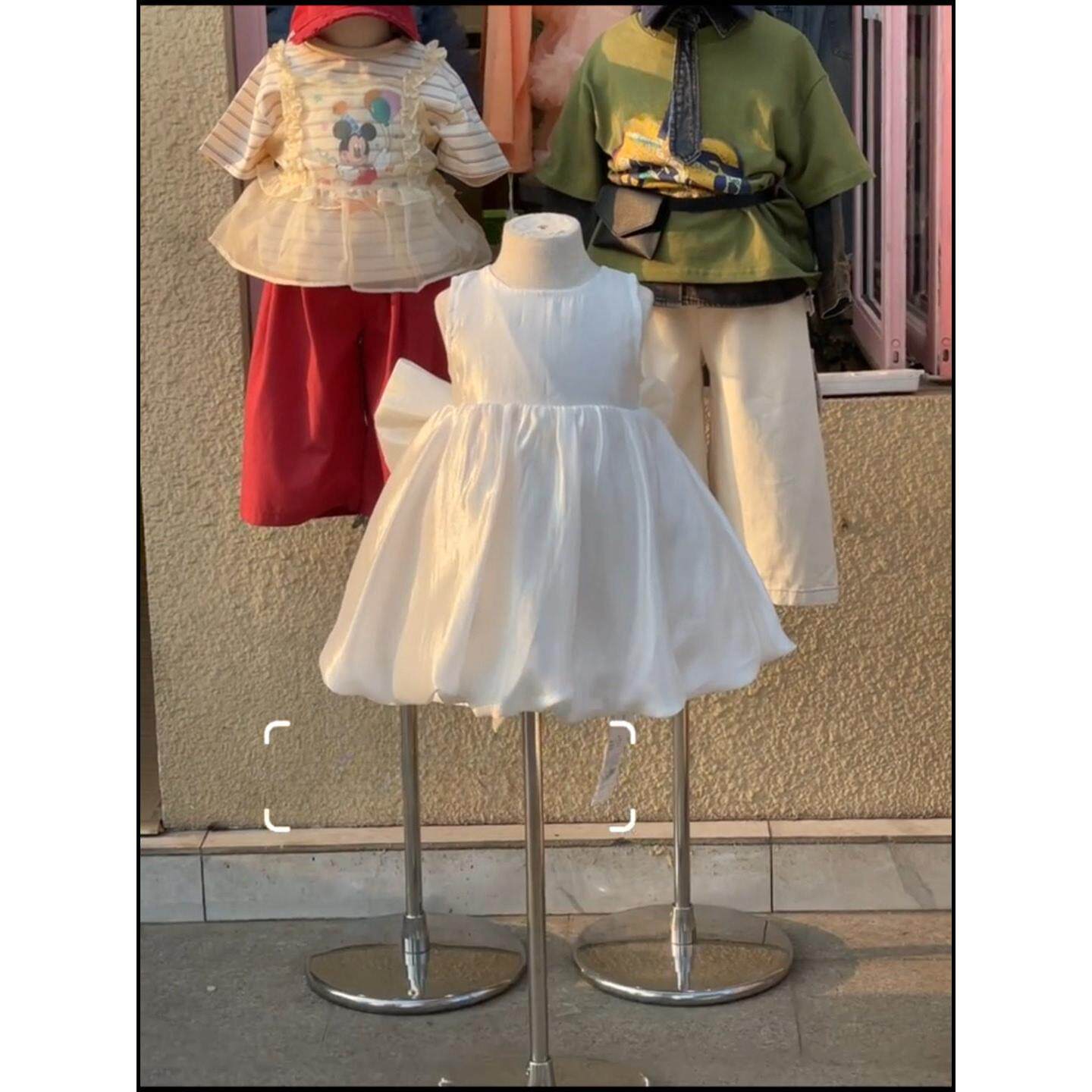 2026新款女童白色连衣裙女宝宝生日礼服裙公主裙蝴蝶结花苞裙儿童