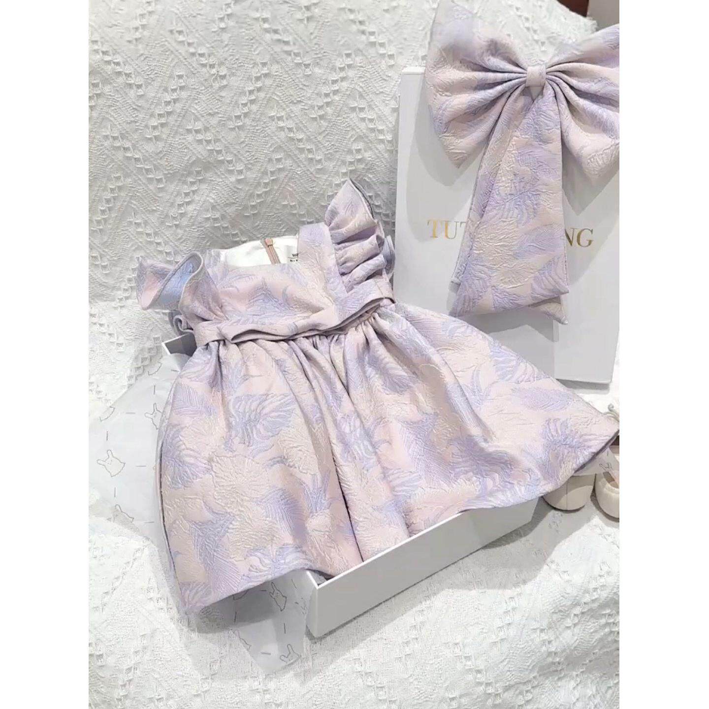 女童周岁生日礼服裙子木耳边公主裙儿童装满月宝宝连衣裙婴儿衣服
