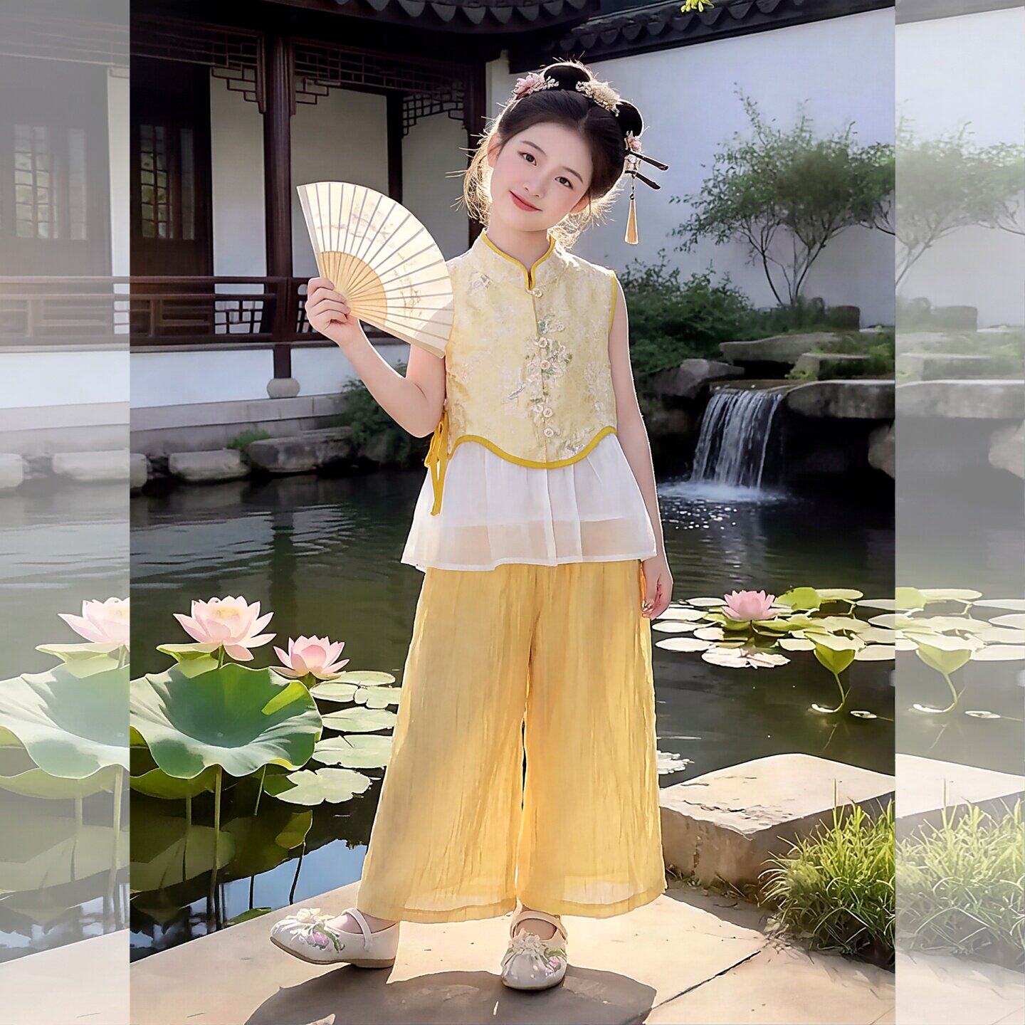 新中式女童汉服夏季国风套装儿童唐装洋气小女孩古风超仙日常可穿