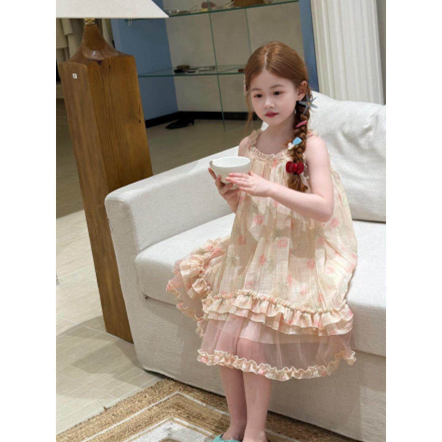 女童生日礼服裙子儿童日常可穿连衣裙休闲小女孩吊带裙绝美公主裙