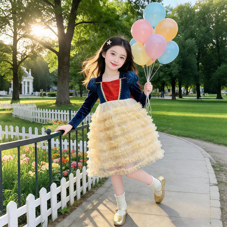 女童迪士尼春装连衣裙2026新款洋气儿童春季公主裙女大童女宝长袖