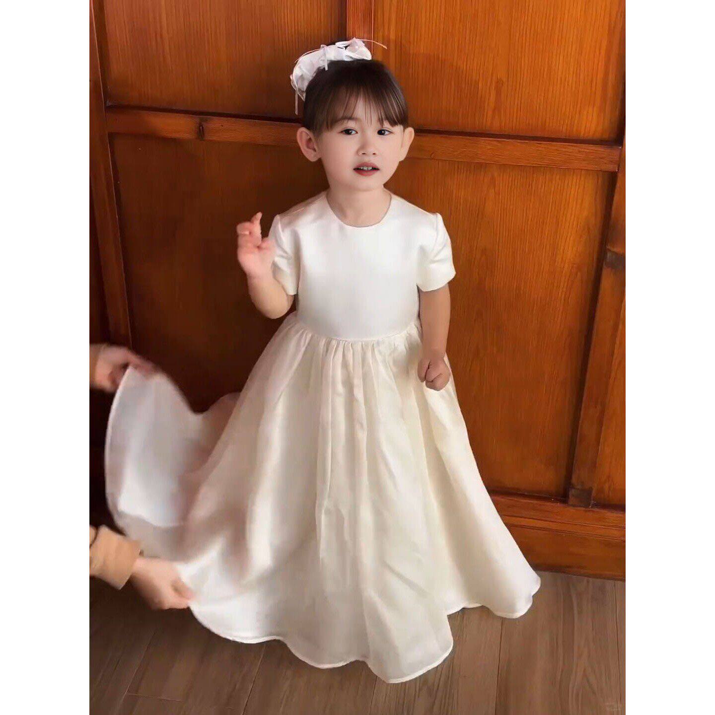 女童生日礼服长裙子女孩绝美公主裙儿童无袖背心蓬蓬短袖连衣裙夏