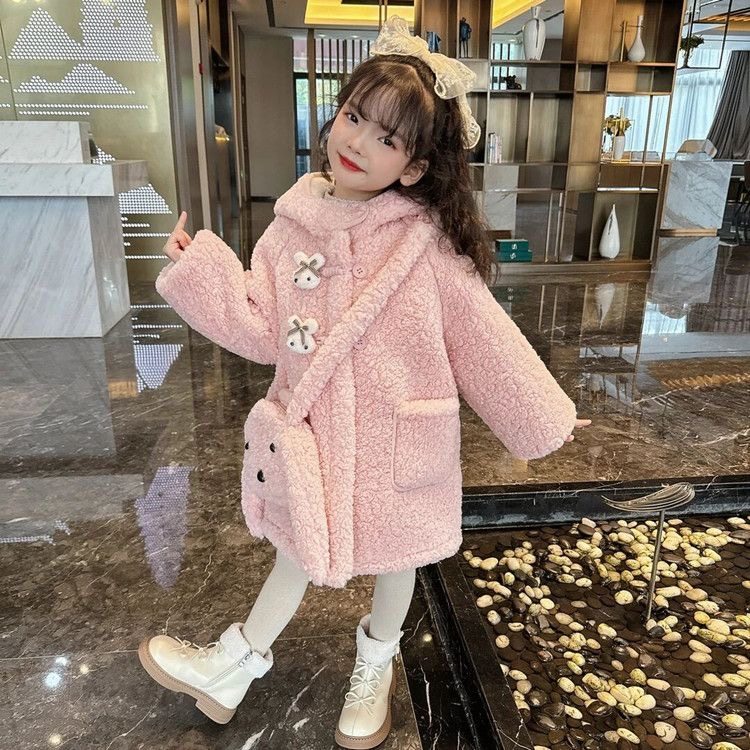 2025新款冬季女童羊羔毛连帽外套加厚保暖中长款时尚百搭毛毛外套,童装/婴儿装/亲子装,羽绒服,淘宝优惠券,粉丝福利购,淘宝优惠卷