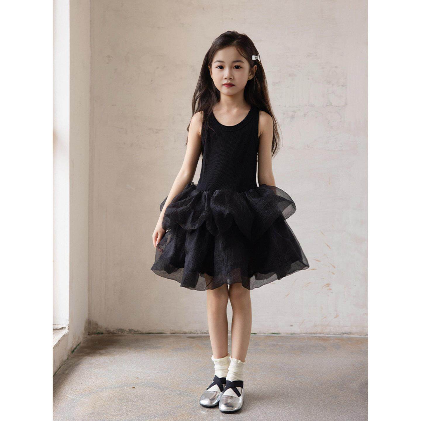 女童无袖背心蓬蓬连衣裙儿童生日礼服裙子小女孩绝美网纱公主裙