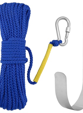 蓝色/橙色/白色双编尼龙绳+弹簧钩+救生圈、浮筒挂钩套装船用配件