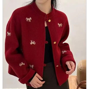 【马到成功】长袖马到成功刺绣2026春节新款小马叠穿羊绒女士国风