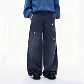 手工泼漆洗水伐木裤 26春夏新品 复古褪色纯棉工装 新款 休闲裤