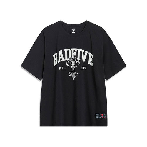 李宁反伍BADFIVE篮球系列男子速干透气休闲宽松短袖T恤ATST547