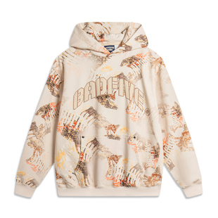 李宁反伍BADFIVE系列春秋男子运动宽松型套头百搭连帽卫衣AWDU719