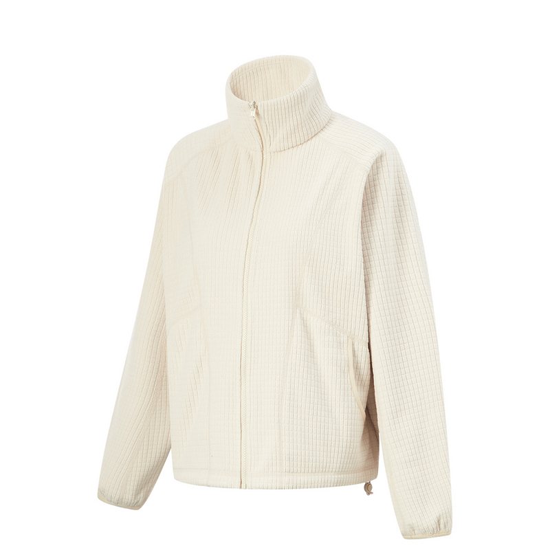 李宁女健身系列春秋开衫无帽摇粒绒卫衣宽松舒适保暖外套AWDU362