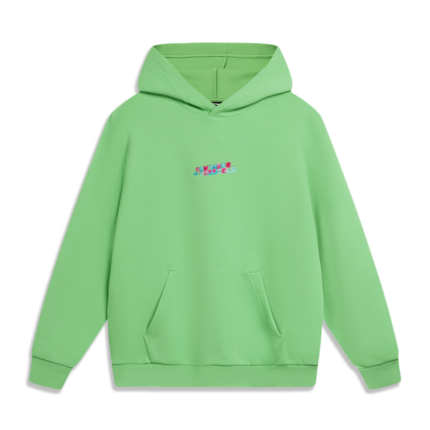 中国李宁2024春季新款卫衣男子时尚宽松印花套头连帽上衣AWDU023