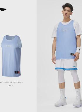 李宁无袖背心夏季新款反伍宽松速干时尚透气舒适运动T恤男AVST031