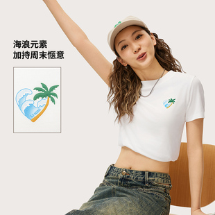 李宁运动潮流系列女子T恤透气亲肤舒适印花圆领短袖 AHSU352 文化衫