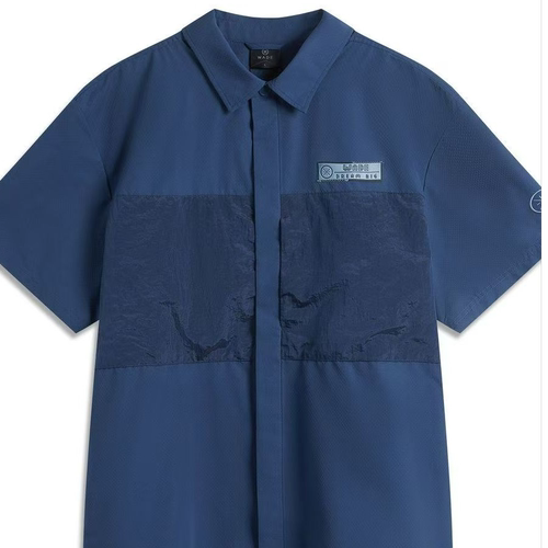 中国李宁男韦德系列春夏户外运动经典百搭透气短袖衬衫ASHU493