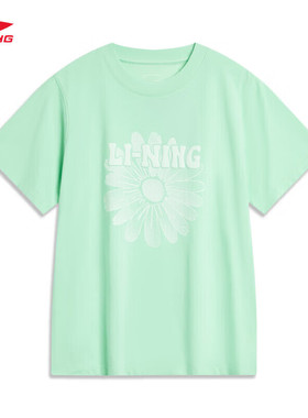李宁女子短袖2024夏季新款运动潮流系列吸汗舒适宽松T恤女AHSU354
