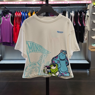 李宁T恤2024秋季X迪士尼怪兽大学联名女子宽松短袖文化衫AHSU490