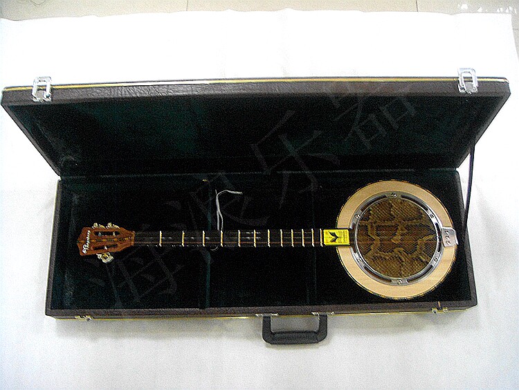 海浪乐器正品三弦秦琴乐器演奏蟒皮圆形秦琴乐器配盒老人民族乐器